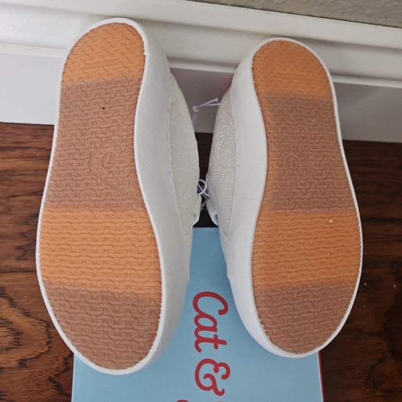 NEW Cat & Jack Size 7 Toddler Girl White Glitter Velcro Sora Sneakers shoes - Picture 7 of 7